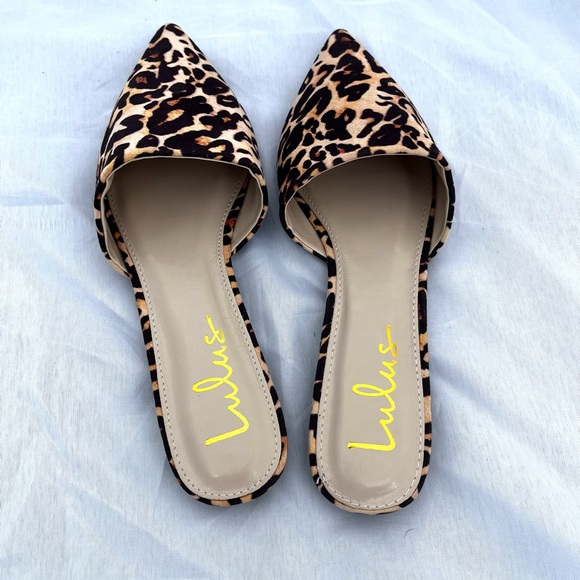 Lulu’s Lorena Leopard Print Pointed Toe Mule Flats sz 7 - Picture 2 of 5
